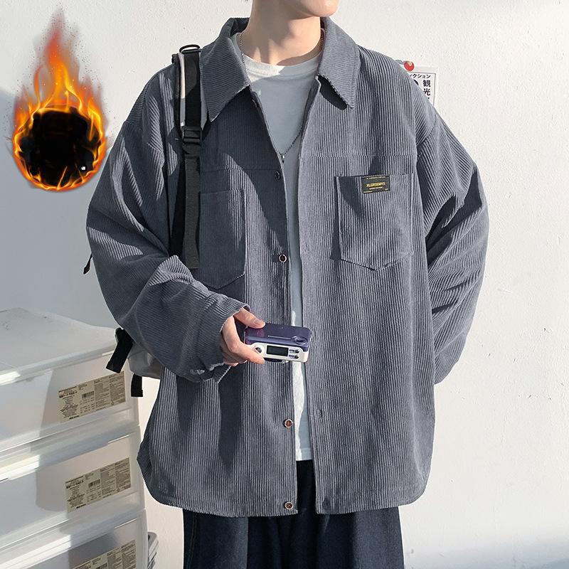 Вельветовая рубашка с длинным рукавом, пальто, мужская новая рубашка, стиль Гонконга, мужская модная брендовая повседневная одежда