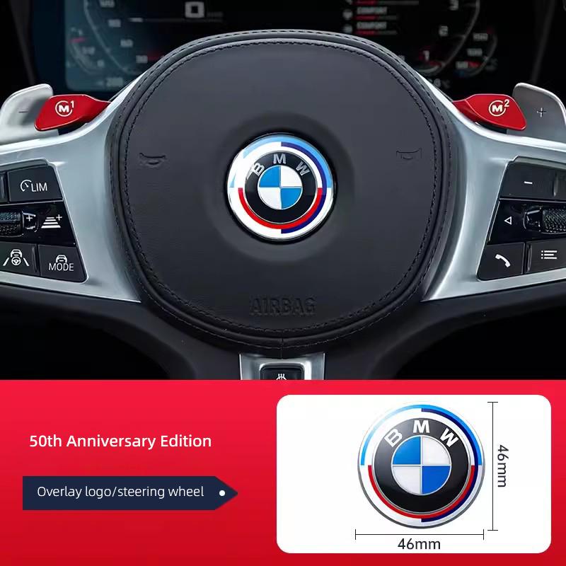 2026 Hot 1PC Car Steering Wheel Logo Emblem Aluminum Sticker For BMW M3 M4 M5 G42 G30 G20 E39 E36 E87 E53 F44 F07 F34 G15 G16 G23 G22 F30 CVB3