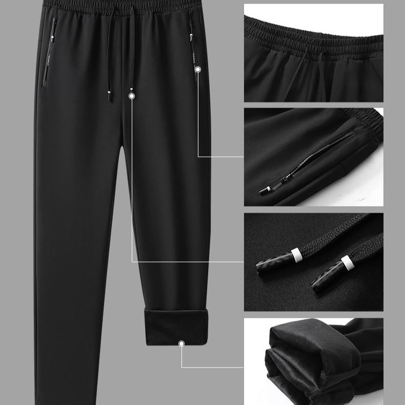 Зимние мужские теплые обтягивающие спортивные штаны с флисовой подкладкой, плотные повседневные плюшевые спортивные штаны