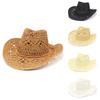 Hollow Out Straw Cowboy Hat Wide Brim Fishing Hat Climbing Cap Western Cowgirl Hat for Women & Men