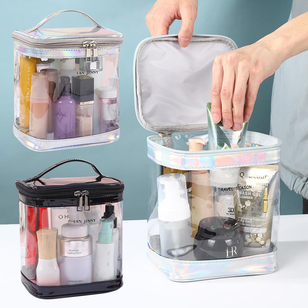 Handheld Transparent Pvc Makeup Bag, Simple And Large Capacity Toiletry Bag, Business Travel Toiletry And Cosmetics Storage Bag