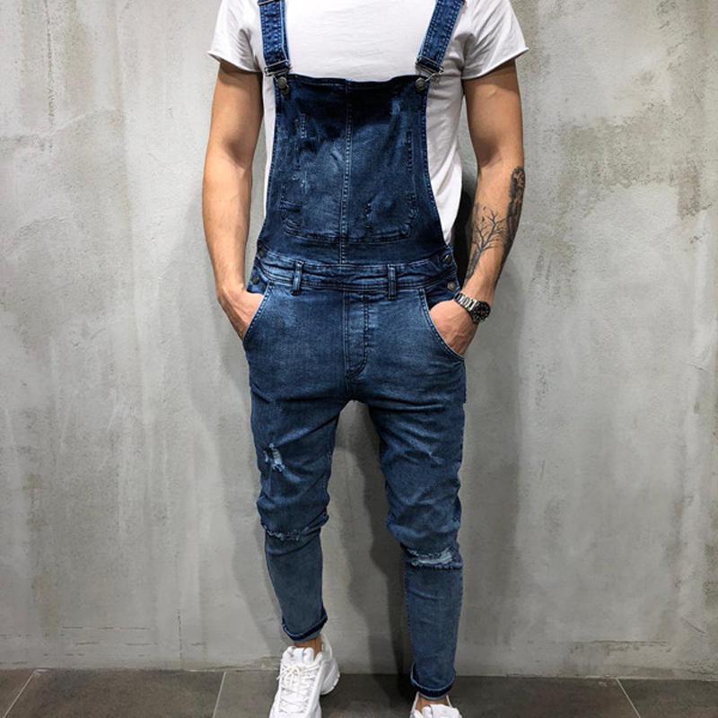 Fashion Men's Denim Overalls Suspenders Men's Jeans New Pants Jumpsuit Tide