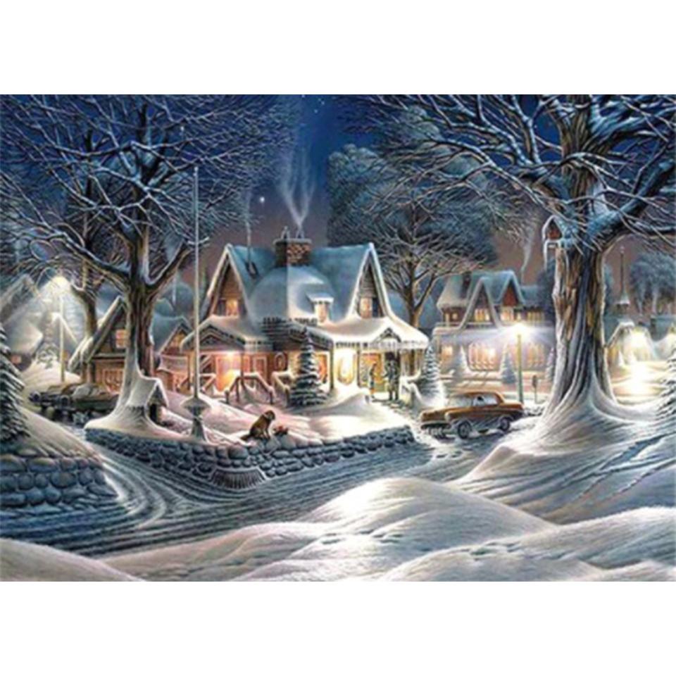 5D DIY Winter Landscape Diamond Painting Rhinestone Art Picture Full Diamond Embroidery Wall Sticker Gift Mosaic Embroidery Kit