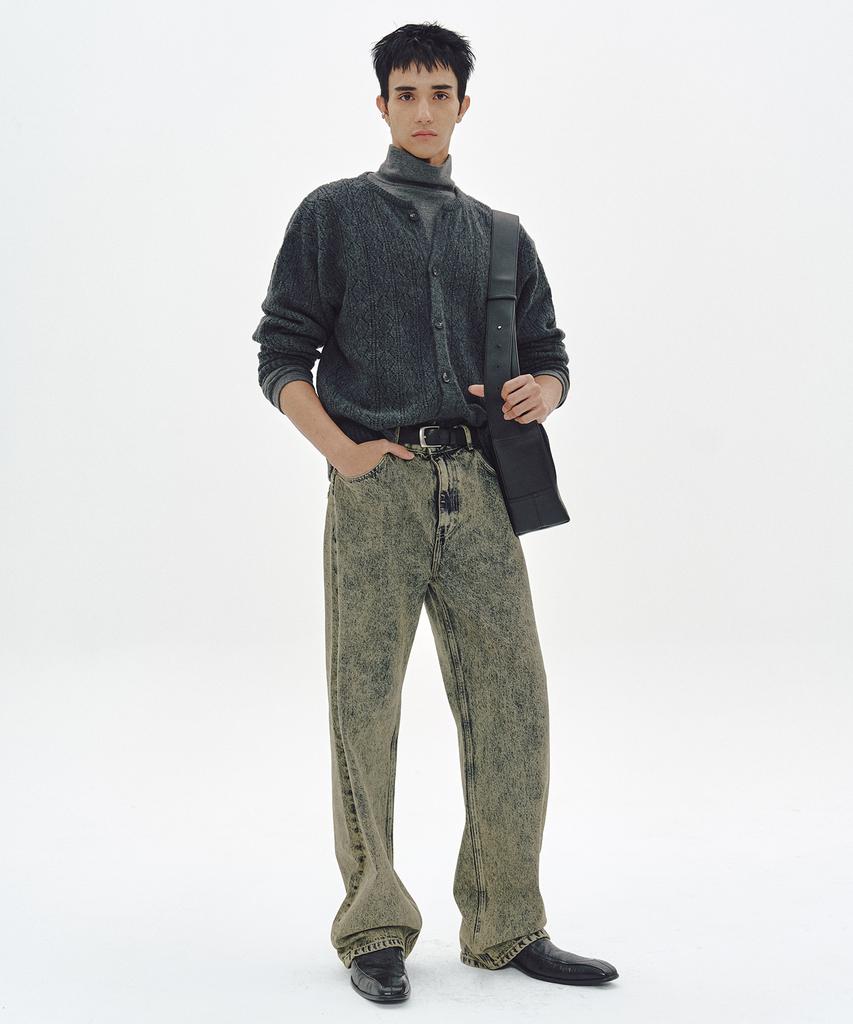 MMIC Cashmere Crochet Cardigan (Charcoal)