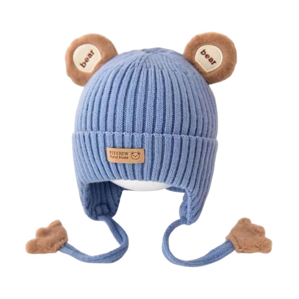 Милый дизайн с мишкой Шапка-бини для малышей Хлопковая подкладка Зимняя теплая вязаная шапка для младенцев Одежда для малышей