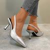 2024 Spring New Brand Woman Slingback Shoes Fashion Ladies High Heels Elegant Med Heel Pointed Toe Slip On Sandal Mules