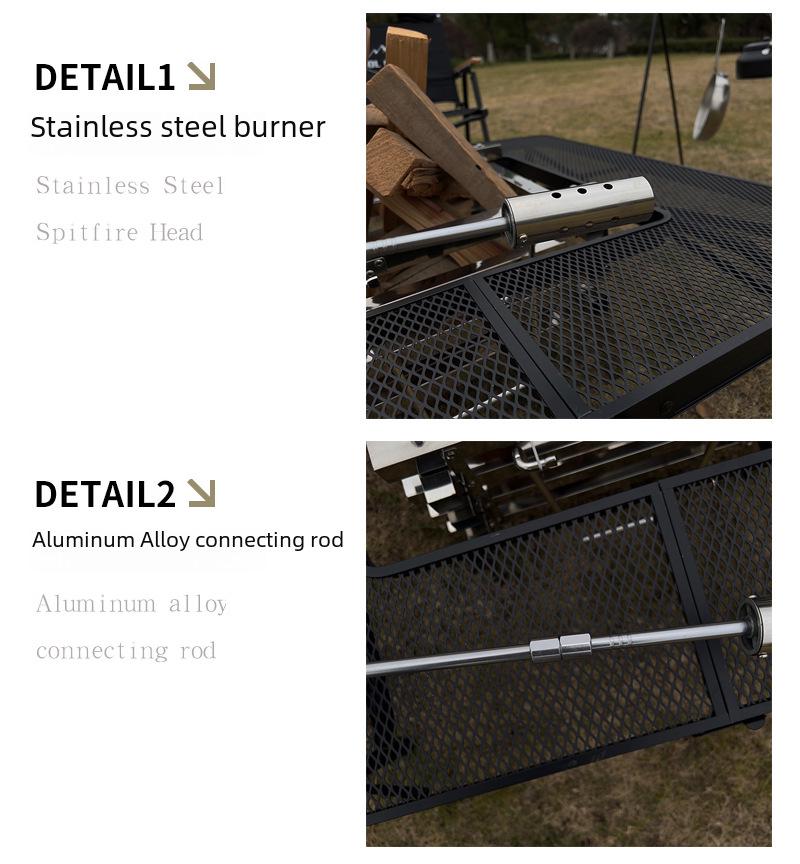 COOLCAMP Портативный ручной газовый огнемет с деревянной ручкой для кемпинга на открытом воздухе с барбекю