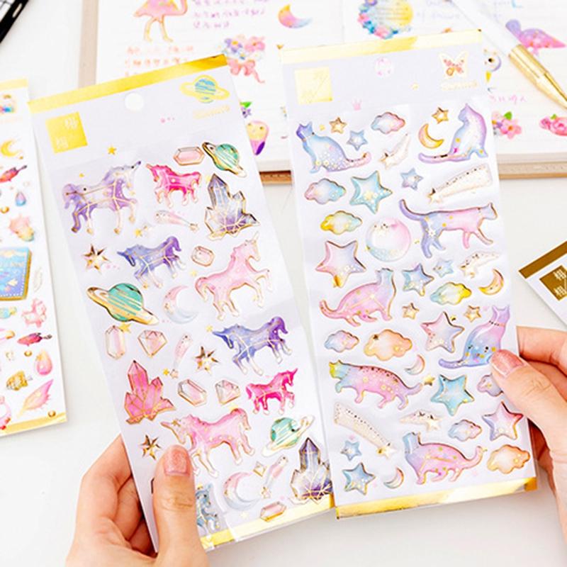 Crystal Drops Glue Stickers 3D Relief Golden Butterfly Sticker Diy Scrapbook Diary Mobile Phone Case Paster Decals Stickers