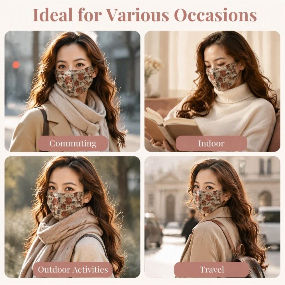Fleece Winter Neck Warmer Lengthen Windproof Scarf Flower Cold-Proof Scarf Cycling