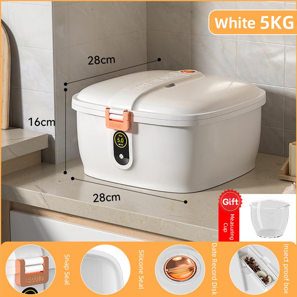 Контейнер для риса, защищенный от насекомых, влагостойкий ящик для риса, герметичная банка для зерна, кухонный контейнер, ящик для хранения риса, 5/10 кг ведра для риса