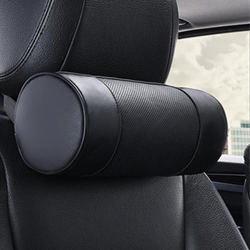 1/2 шт. подголовник автомобиля с эффектом памяти, подушка для шеи, натуральная кожа, круглый шейный валик, офисное кресло, цилиндр, подголовник, опорная подушка