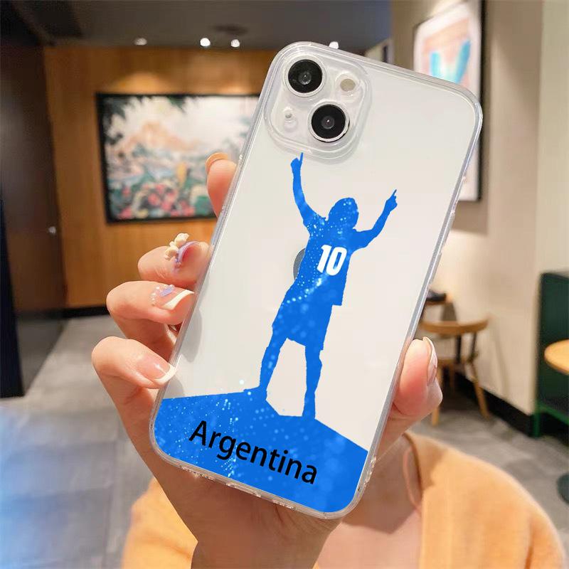 Argentina Soccer 10 Clothing Transparent Phone Case For iPhone 18 14 13 12 mini 11 Pro Max XS X XR SE 7 8 Plus Straight Edge Cover