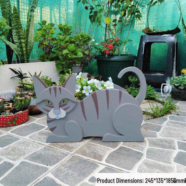 Independent Station Cross-border Garden Art Craft Ornaments: Dog & Cat Flower Pot and Planter