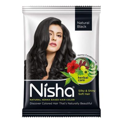 Натуральная хна Nisha для окрашивания волос Натуральный черный Травяной кондиционирующий краситель для мягких блестящих волос Мужчины Женщины 25 г Упаковка из 10 шт.