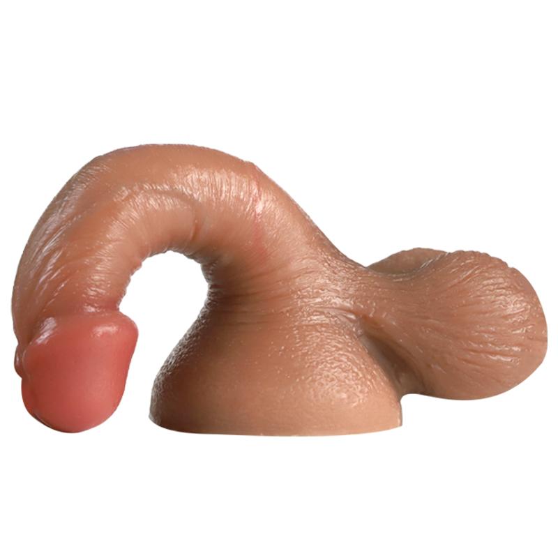 VaHppy Жидкий силиконовый фаллоимитатор 3,8 см. Высокий уровень моделирования. С яичками. Обнаженная головка. Без крайней плоти. Секс-игрушки для девочек. Мастурбаторы на присоске.