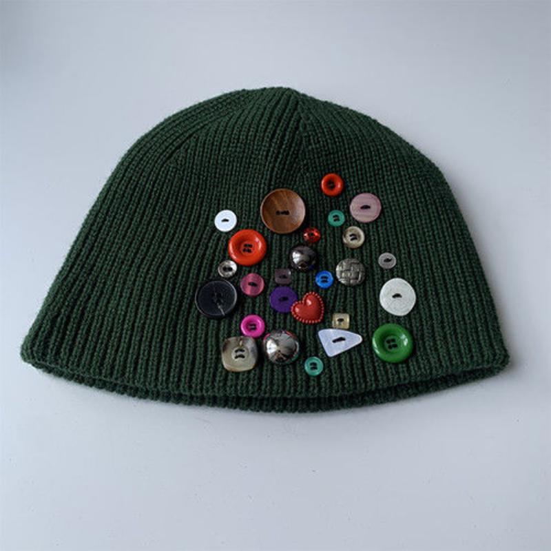Корейская дизайнерская красочная шапка на пуговицах, шерстяная шапка, женская осенне-зимняя модная уличная вязаная шапка, индивидуальная холодная шапка