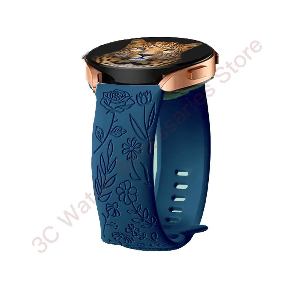 18 мм 20 мм 22 мм Ремешок с гравировкой розы для Samsung Galaxy Watch 654 40 мм 44 мм Gear S3 Силиконовый Милый Ремешок Классический 43 мм 45 мм Active 2