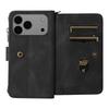 For iPhone 17 Pro Max Zipper Wallet Case with 15 Card Slots and Strap Leather Phone Cover