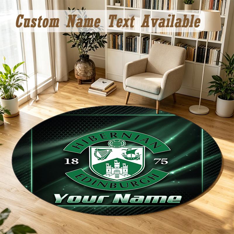 Round Rug Custom NameHibernian FC Pattern Non Slip Carpet Home Floor Decor