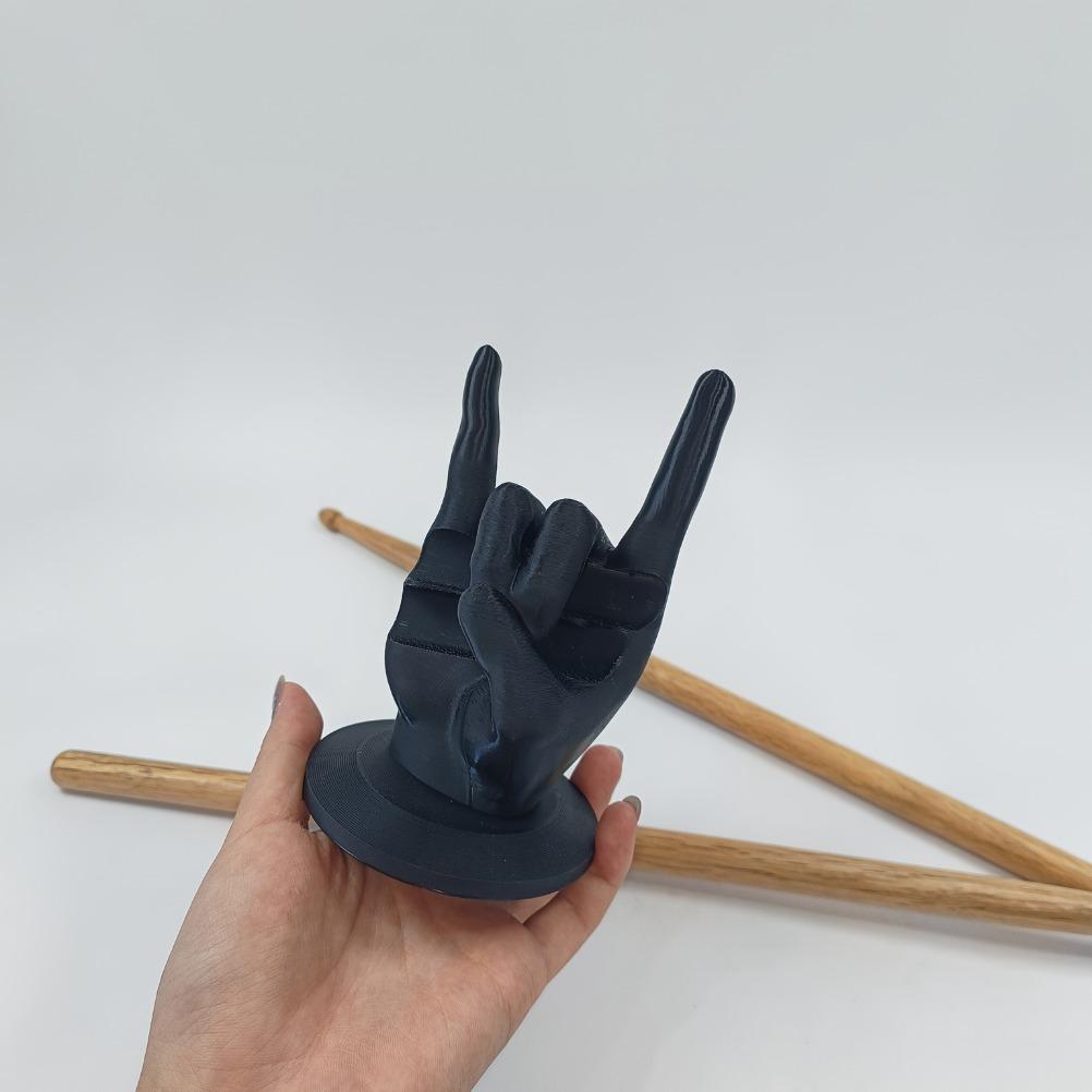 3D-печатная подставка для барабанных палочек в виде жеста «камень» с противоскользящей основой, прочный пластик, аксессуары для барабанов, подставка для демонстрации барабанных палочек, подарок музыканту