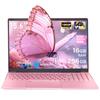 Pink Laptop Office IPS Large Screen Laptop with 12th Generation Alder Lake N95 Processor Up To 16GB DDR4 Memory 256GB NVMe SSD Wide Range of