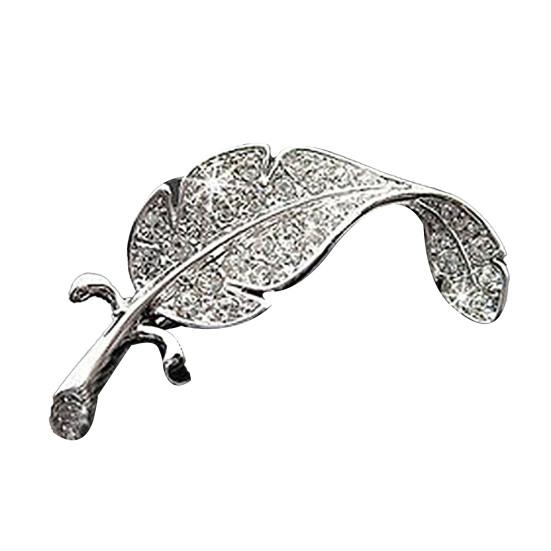 Women Leaf Tone Rhinestone Wedding Gift Brooch Pin