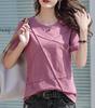 Short Large Size [EASTEMPO] Women's T-shirt, Sleeve, Loose, Summer, 100% Cotton, Plain, Stylish, Casual, (XL, Pink)