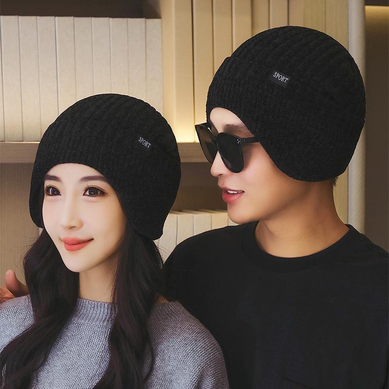 Зимняя шапка и наушники из синели: Ветрозащитная, плотная, теплая вязаная шапка для велоспорта для мужчин и женщин.