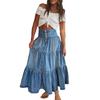 Bohemian A-line Layered Cake Denim Skirt