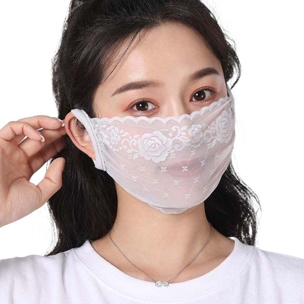 Protection Outdoor Hanging Ear Hiking Solid Color Face Cover Face Shield Lace Mask Sunscreen Mask