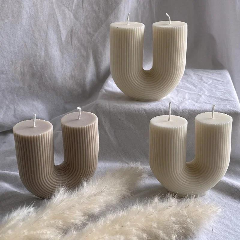 U-Shaped Home Decorative Candle Geometric Scented Candles Rainbow Bridge Room Decor Aroma Candles Decorations Aromatherapy Velas
