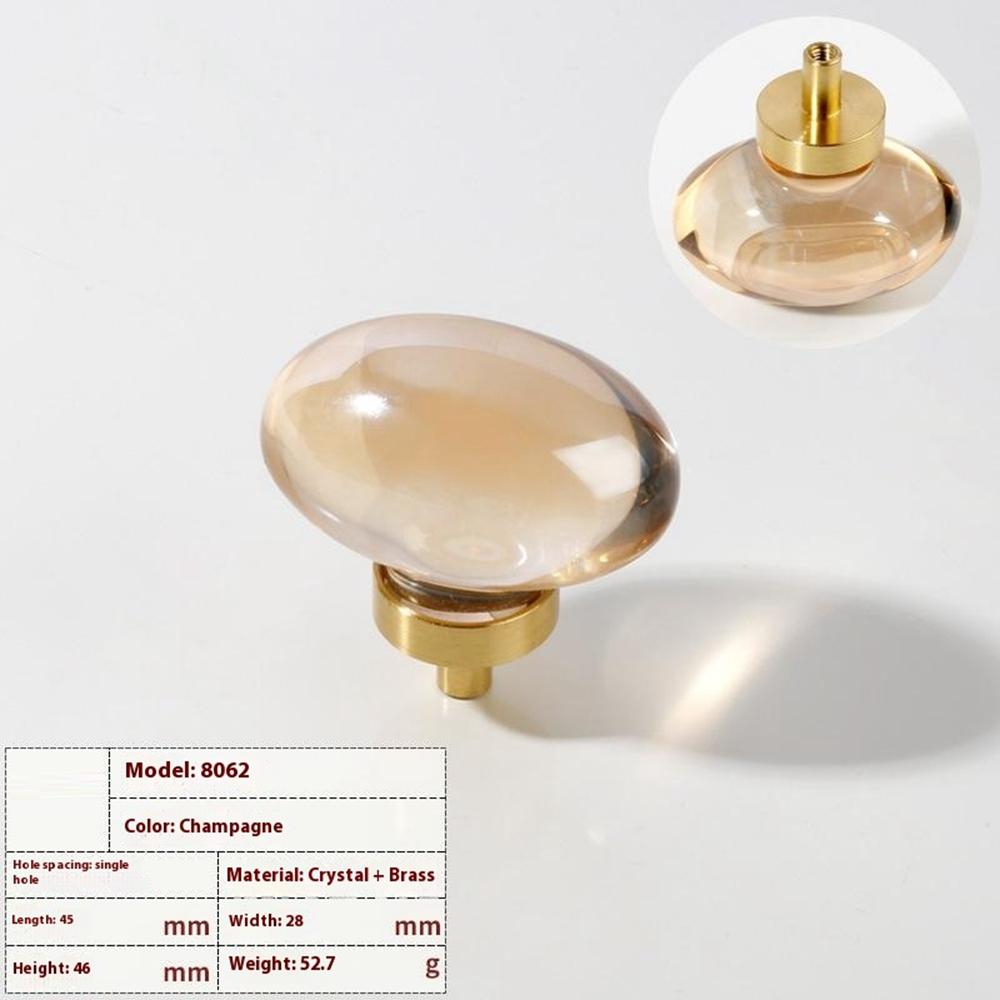 8062 Brass Crystal Egg-Shaped Drawer Pull Knob Cabinet Furniture Wardrobe Luxury Door Handle