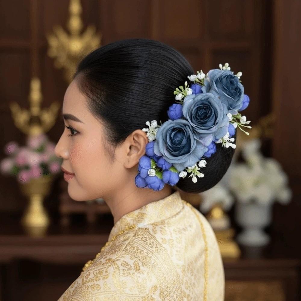 Sweet Flowers Hairpin Rose Chignon Hair Clips Handmade Rose Hair Comb  Party