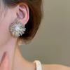 Exaggerated Metal Irregular Flower Stud Earrings For Women Fashion Pearl Hollow Earrings Personality Party Jewelry Party Gifts