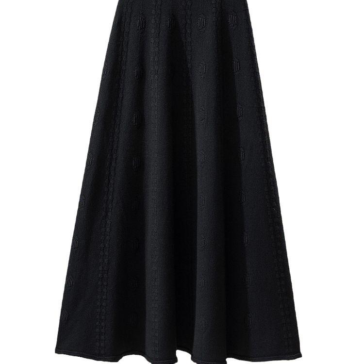 Осень и Зима Вязаная Юбка-зонт А-силуэта средней длины, вязаная длинная юбка с характером