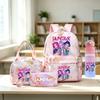 Kpop Ткань Оксфорд Набор из 4 предметов Школьный Рюкзак с Сумкой для Ланча Пеналом и Бутылкой для Воды для Подростков
