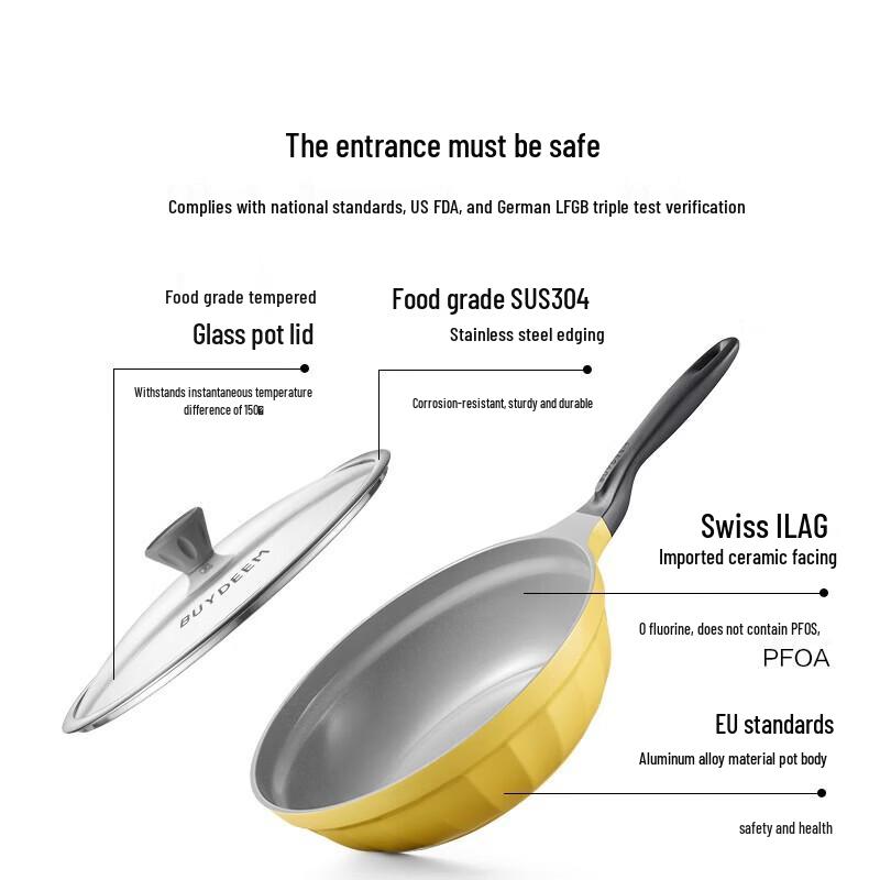 Buydeem 30cm Non-Stick Frying Pan - Pleated Ceramic Series