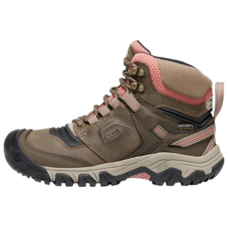 Keen Ridge Flex MID WP High top Outdoor Shoes, Hiking Mountaineering Shoes Women's Brown 1024921