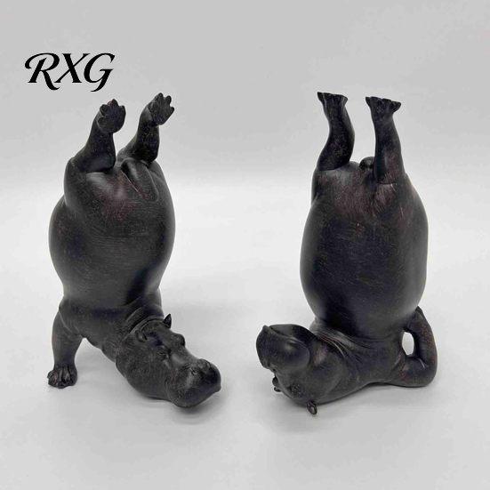 Creative Desk Accessories Clumsy Hippo Bookends, Funny Heavy Resin Acrobatic Bookend Holders, Notebook Stand Animal Themed Home Decor for Farmhouse