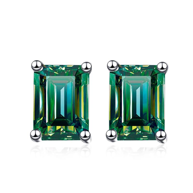 Bague Ringen Муассанит D Цвет 1 карат/2 карата/4 карата одна пара сережек-гвоздиков из стерлингового серебра 925 пробы изумрудной огранки для женщин Pt950 с платиновым покрытием