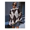 Women's Diamond Patterned Black High Collar Knitwear Sweater