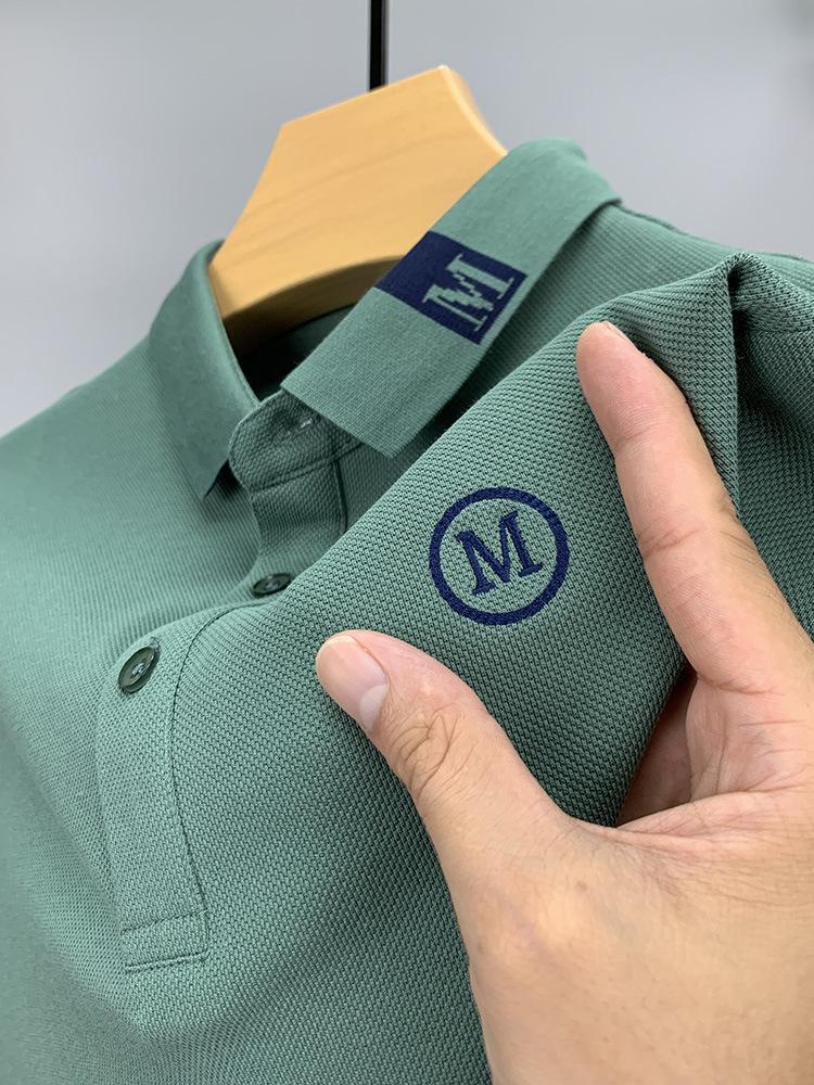 Мужская рубашка поло с коротким рукавом: Летняя повседневная легкая роскошь с вышитым лацканом для модных пап