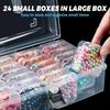 Household 24-grid Screw Storage Box Plastic Transparent Bead Organizer Box Portable Square Clear Containers Boxes