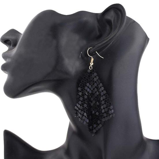Women Sequins Mesh Dangle Drop Hook Earrings Club Evening Party Jewelry