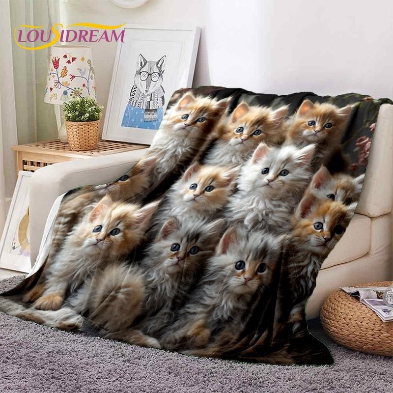 3D Persian Cat,Cute Calico Cat,Ragdoll Cartoon Soft Blankets,Keep Warm Throw Blanket for Picnic Beds Sofa Home Bedroom Gift Kid