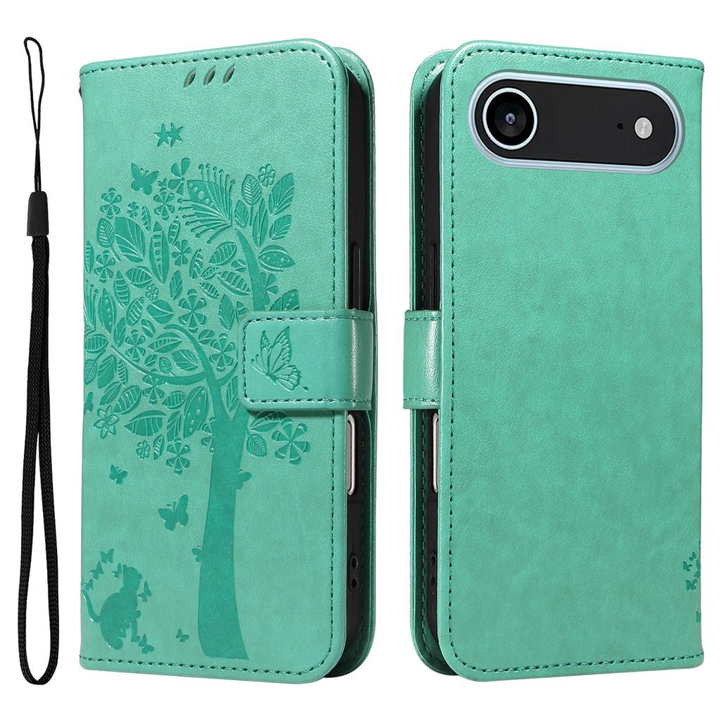 For iPhone 17 Air Phone Case with Stand Cat Tree Pattern Leather Wallet Mobile Cover