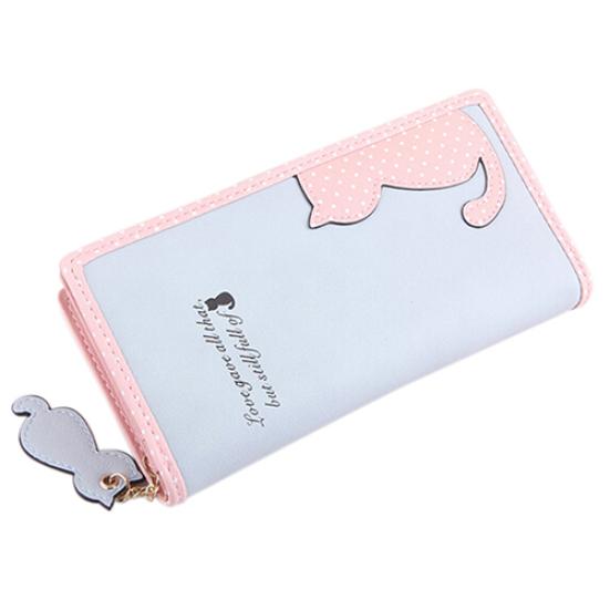 Леди милый картонный кот Pandent короткий длинный кошелек держатель для карт на молнии сумка для монет кошелек