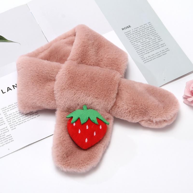 Детский шарф зимний мультяшный плюшевый детский шарф для мальчиков и девочек теплый крест имитация кроличьей шерсти детский шейный платок