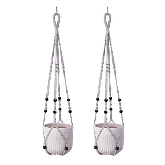 Макраме Подвеска для растений Бохо Подвесной держатель для кашпо Хлопковая веревка Подвеска для цветочного горшка для декора дома, патио, сада