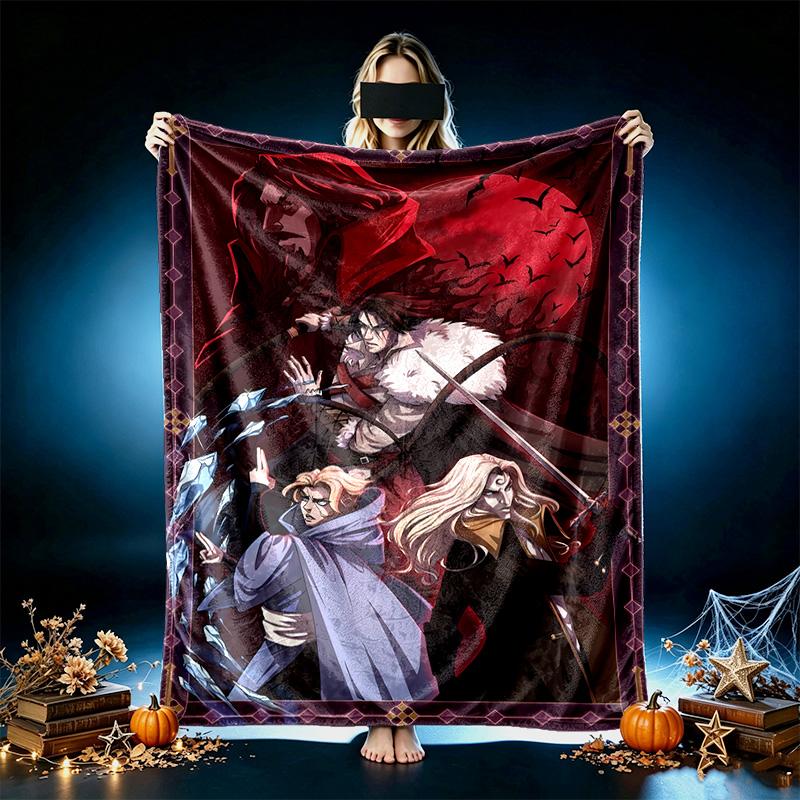 1pc Comfortable Home Print Throw Blanket, Fantasy Lady Warrior Blanket For Bed and Sofa Use, Special Present For Family